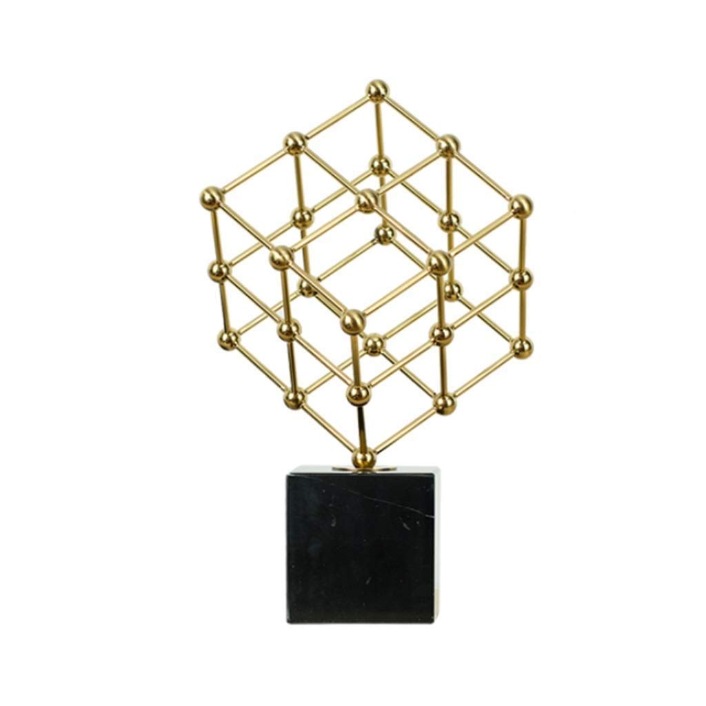n/a Xiao Hong Home Statues Wrought Iron Marble Base Metal Cube Ornaments Living Room Crafts Study Statue Office Decorations