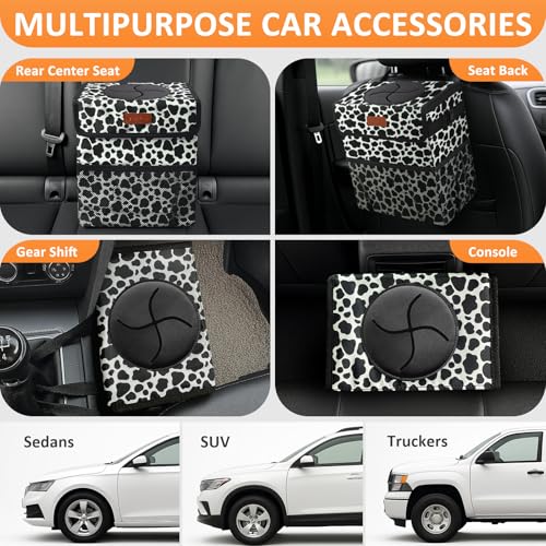 Image of Vankor Car Trash Can for Car Cute,Bag Bin Hanging Waterproof Automotive Garbage Cans Leak Proof Vehicle Trash Can Cow Print