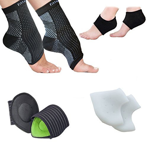 Foot Sleeve (1 Pair), Plantar Fasciitis Protectors (1 Pair), Arch Support Therapy Wrap (1 Pair), Cushioned Heel Support (1 Pair) Ankle Foot Pain Relief Socks - (Pack of 8)