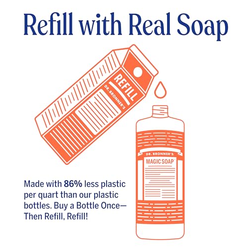 Dr. Bronner's Pure-Castile Magic Soap Liquid- Made with Regenerative Organic Certified Oils- For Body, Face, Hair, Dishes, Laundry, Vegan Bath Soaps for Men & Women, Non-GMO- Tea Tree, 32oz + Refill - image 2