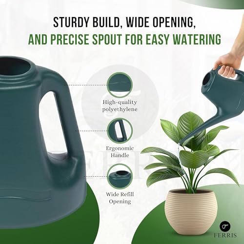 FERRIS | 1 Litre Watering Can for Indoor & Outdoor Plants – Small Watering Can with Long Spout for Precise Watering – Ideal for Bonsai, Flowers, Gardening & Greenhouses – Strong Durable Build (Green) 3 FERRIS | 1 Litre Watering Can for Indoor & Outdoor Plants – Small Watering Can with Long Spout for Precise Watering – Ideal for Bonsai, Flowers, Gardening & Greenhouses – Strong Durable Build (Green) - Image 3