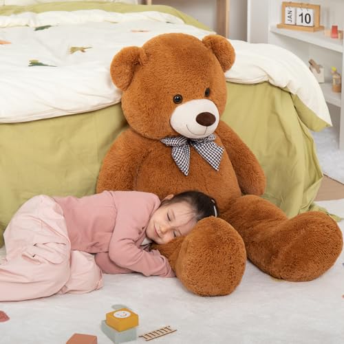 Image of MaoGoLan Giant Brown Teddy Bear 4 Feet,Adorable and Cuddly Big Bear Stuffed Animal 47 inch, Classic Teddy Bear Plush Gift Decoration for Baby Shower,Party,Birthday,Valentines Day