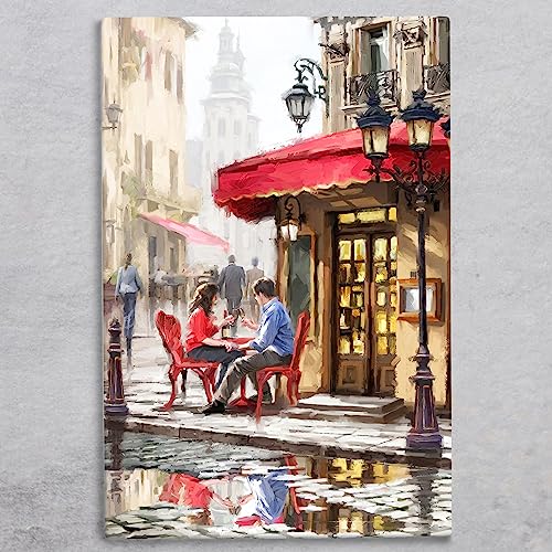 Global Designs Bistro Ceramic Tile Picture Romantic Paris Scene Plaque Sign Wall Art Macneil Studio 30x20cm