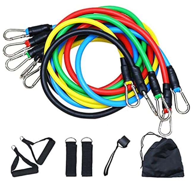 Chest Puller 5 Levels Elastic Band with Handles Yoga Pull Rope Elastic Gym Fitness Exercise Tube Band for Home Workouts Strength Training