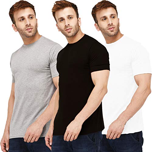 Image of Solid Men Half Sleeve Round Neck T-Shirt (Pack of 3)