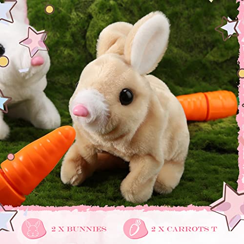 Civaner 2 Pcs Interactive Rabbit Toys Plush Stuffed Walking Bunny Toy With Sounds And Movements Hopping Robotic Toys Easter Gift Present (Rabbit Style) #TOP3