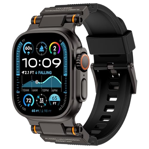 FOAMUNOC Rugged Band Compatible with Apple Watch Ultra 3/2/1 Band 49mm/46mm/45mm/44mm/42mm, Metal...