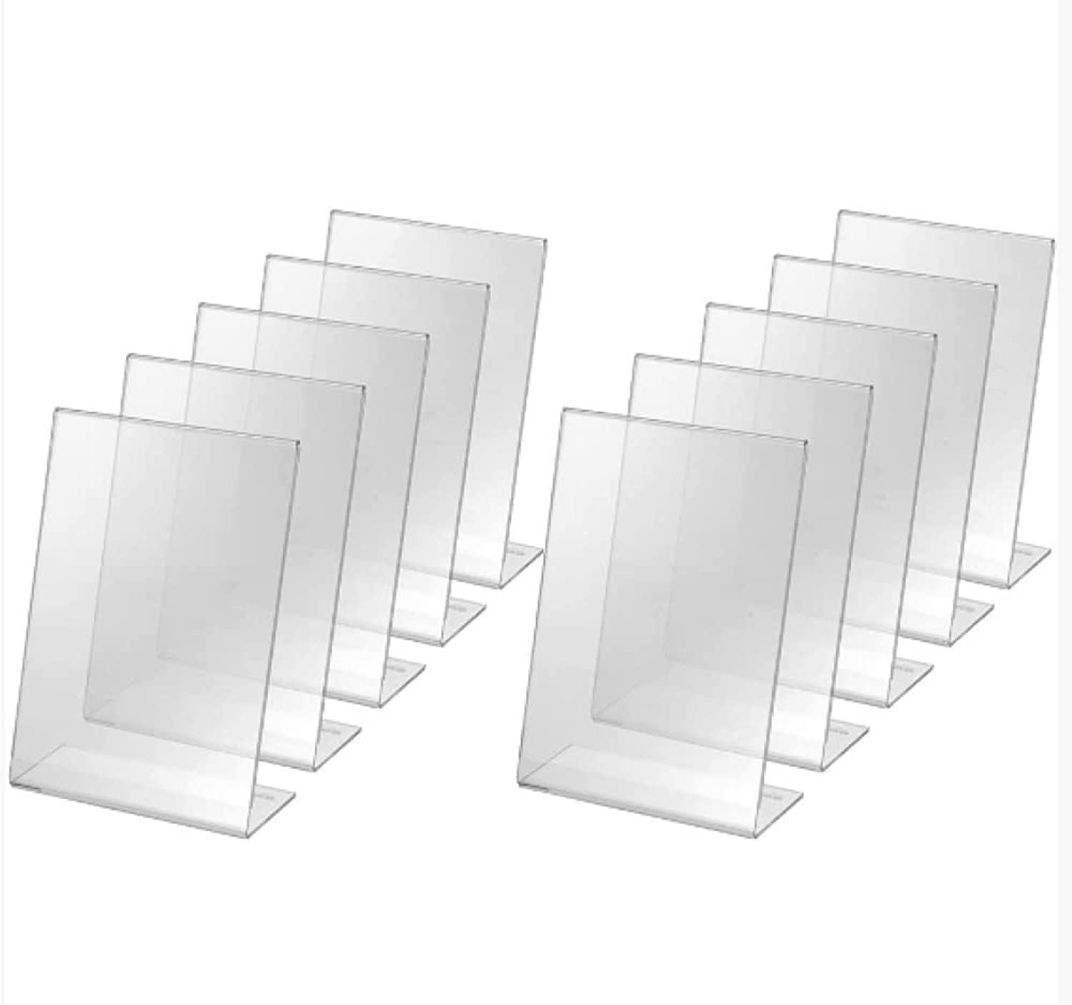 A6 Acrylic Sign Holder, Slant Back Clear Table Top Display Plastic Stand, Sign Holder, Display Stand, Acrylic Frame for Store, Homes, Restaurants, Offices (10PCS)