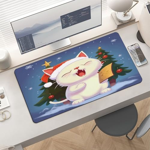 Alfombrilla de ratón de escritorio grande de goma con diseño de gato miniatura 6