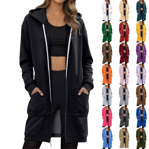 Zip Up Women's Hoodies Casual Jackets Comfortable Long Hoodie Autumn Winter 2025 Zipper Outerwear With Pockets4