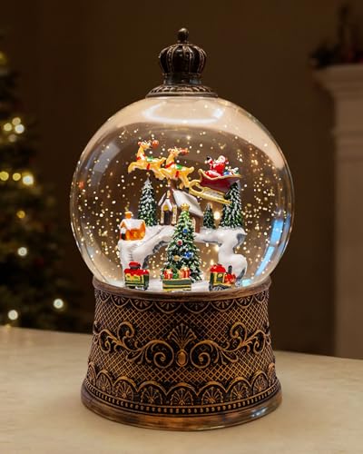 Christmas Snow Globes Light up Snowglobes Christmas Lantern with 8 Songs, 6.99" Christmas Snow Globes for Kids Adults, 6H Timer & Dual Power, Christmas Decorations Indoor, Gifts for Women Men