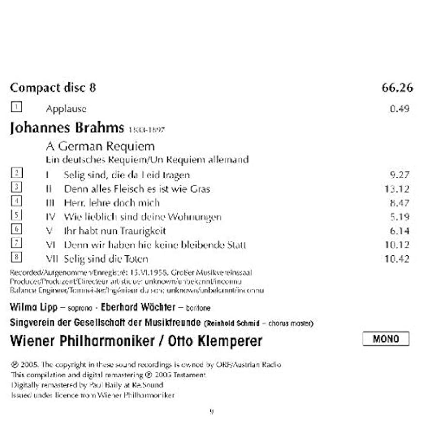 Amazon | クレンペラー&ウィーン・フィル ~ 1968年 ウィーン芸術