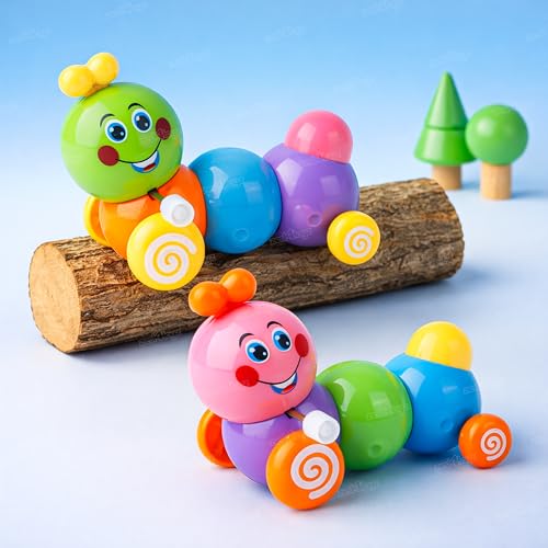 Image of Zest 4 Toyz Wind-Up Caterpillar Toy for Kids Toddlers Push Toy for Boys & Girls Multicolor (Pack of 2)