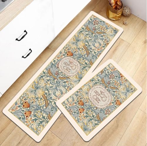 Image of HomeCloud Rubber Kitchen Mats for Floor Set of 2 Pcs|Non-Skid, Soft Absorbent Rugs for Kitchen, Laundry, and Hallway|120x40cm, 40x60cm| 4mm Thickness (Beige Beauty)