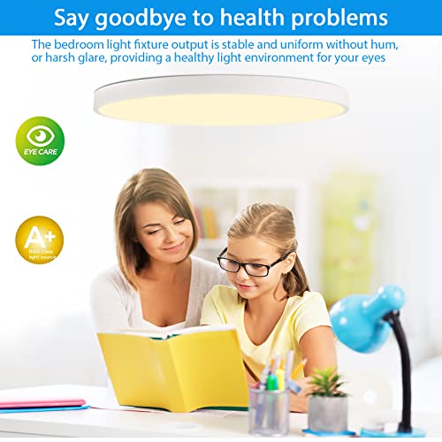 Hovenla 24 Inch Led Flush Mount Ceiling Light, 48W Round Led Ceiling Light Fixtures, 2800Lm, 3000-6500K Dimmable Led Ceiling Lamp With Remote, Led Light For Bedroom Ceiling #TOP3