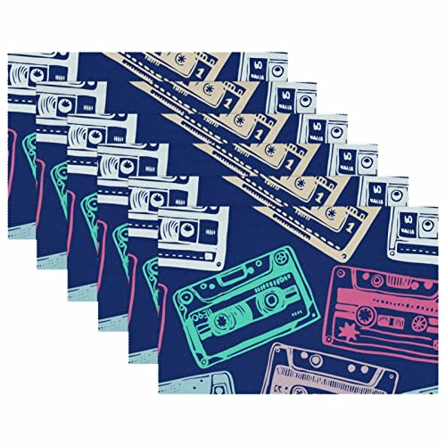 Sets de table cassette audio lot de 6 protection table résistante chaleur lavable - 6