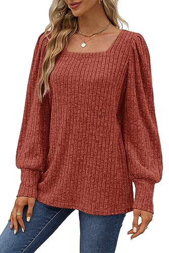 Wiholl Plus Size Tops For Women 3X Long Sleeve Sweaters Casual Fall Clothes Caramel thumb #2