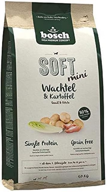 bosch HPC SOFT Mini przepiórka i ziemniaki | półwilgotna karma dla dorosłych psów małych ras | pojedyncze białko | bez ziarna | 1 x 1 kg