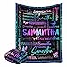 Caisuedawn Custom Butterfly Blanket with Gradient Color Name for Baby Girl & Boy, Personalized Butterflies Frame Black Monogram Throw Blanket Bed Sofa Decor for Holiday Birthday Gift 30