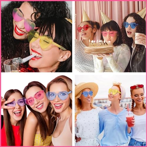 14Pairs Party Glasses for Kids Adults, Novelty Party Glasses Frame Funny Eyeglasses, Retro Rimless Transparent Candy Colour Glasses for Birthday Graduation Party Supplies, Beach, Pool Party Favors