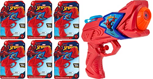 JA-RU Marvel Spiderman Water Gun (6 Water Guns) Superhero Themed 6819-6