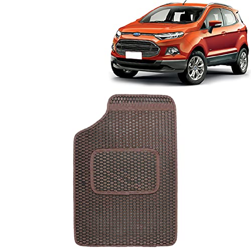 Image of Kingsway Dotted Design Car Floor Foot Mats Universal Fit for Ford Ecosport, Model Year : 2012-2016, Water and Dustproof, Color Brown, Set of 5 Pieces