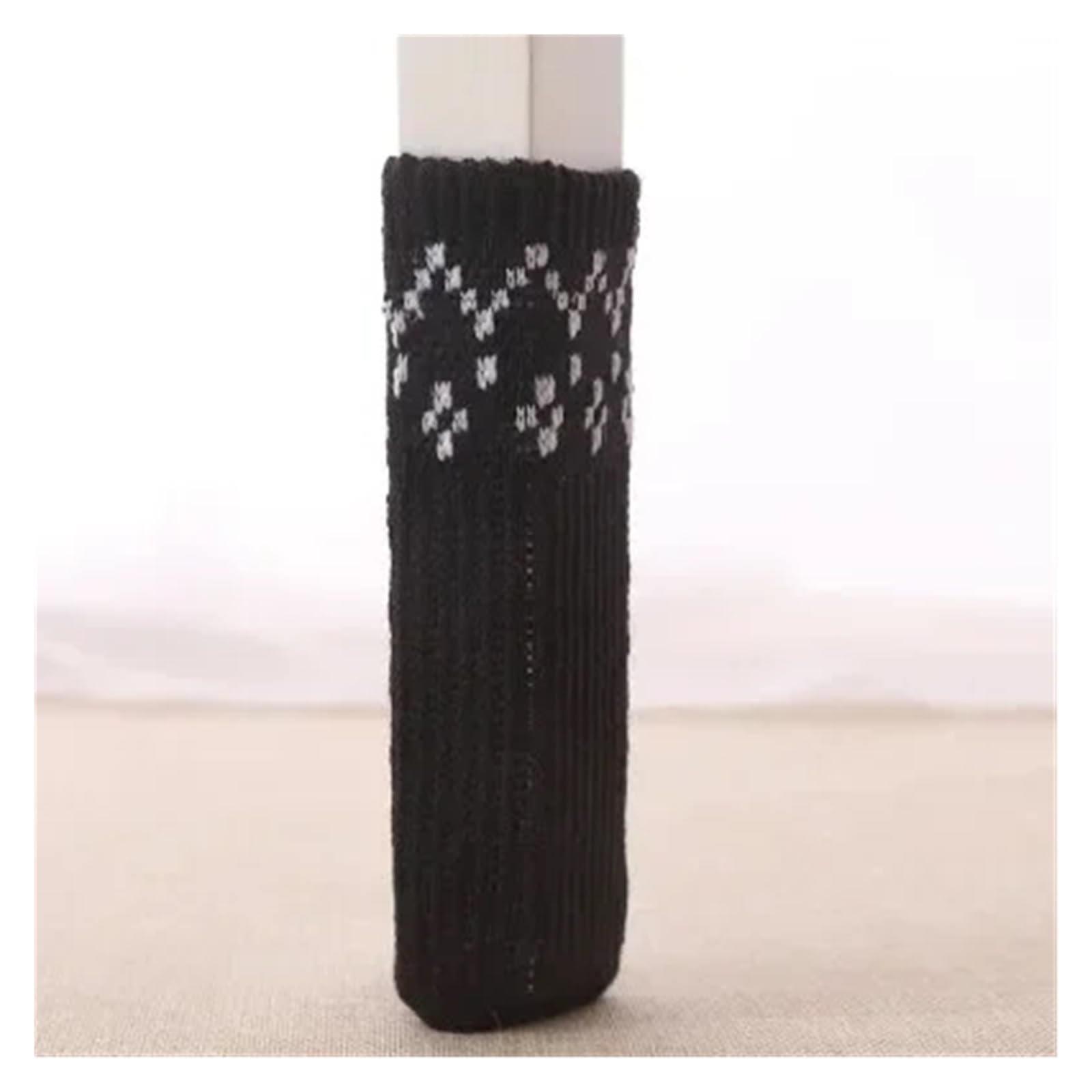 Knitted Table And Chair Leg Covers 24PCS Knitted Chair Leg Socks Furniture Table Feet Leg Floor Protectors Covers Floor Protection Pads Moving Noise Reduction(Black)