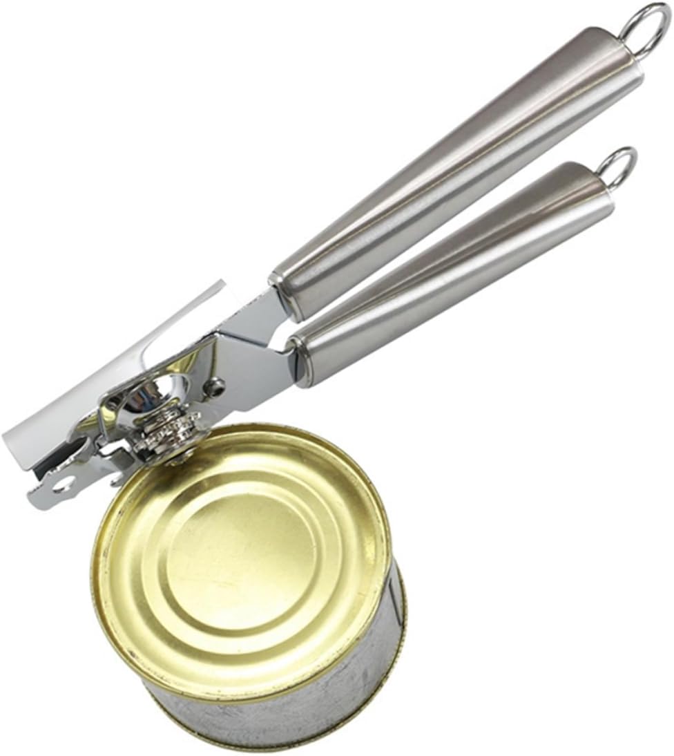 Stainless Steel Can Opener Manual Lid Opener Knob for Easy Turning Crank Can Punch Kitchen Gadget Left Handed Lid Lifter Gripper
