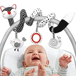 Car Seat Toys Baby Toys 0-3 Months Infant Toys Spiral Stroller Toys, Newborn Toys Black and White Baby Toys, High…