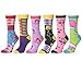 Frenchic 12 Pack Women's Colorful Patterned Fashion Crew Socks (Cherry)