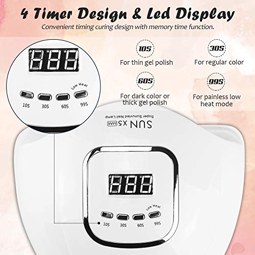 UV LED Nail Lamp, HIPPIH Nail Dryer for Gel and Regular Polish, Portable Nail UV Gel Nail Lamp with 4 Timer Setting, Professional Nail Polish Curing Lamps for Nail Art Design - Thumbnail 4