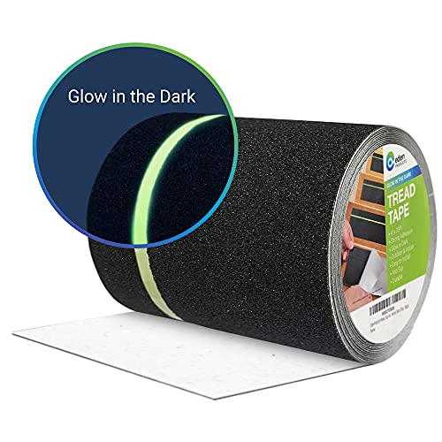 EdenProducts Anti Slip Tape with Glow in The Dark for Stairs Steps Outdoor, 4”x33ft, Waterproof Reflective Tape with Non Slip Strips for Slippery Surfaces, Easy to Peel, High Traction