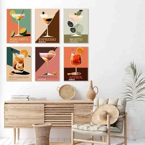 Image of 6 Pack Cocktail Cross Stitch Kits for Adults Beginner,Counted Cross Stitch Kits Printed Stitching Cute Patterns Dimensions Needlepoint Art Crafts Embroidery Kits for Adults Beginners (9.8x13.7 inch)