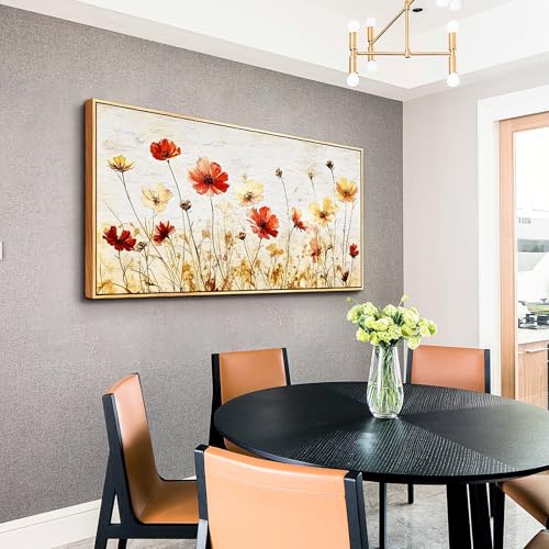 ERQINHUA Large Canvas Wall Decor For Living Room Wall Art For Bedroom Modern Stretched and Framed Beach Posters Abstract Flower Dining Room kitchen Print Artwork Mural Home Decor Wood Frame 30"X60"