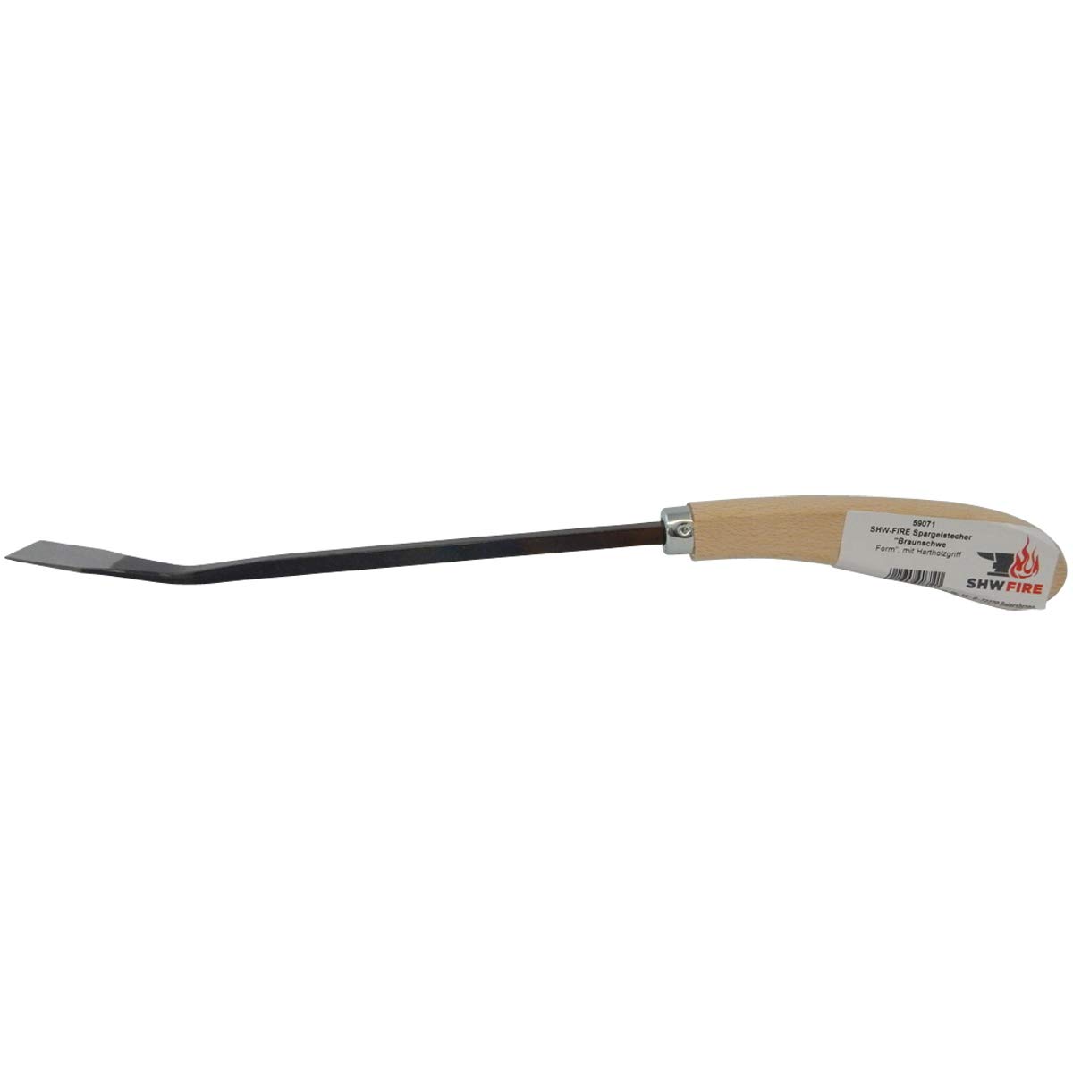 SHW-FIRE Spargelstecher - Braunschweiger Form - Gebogen, Holzgriff, 46 cm kurz