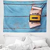 ABAKUHAUS Indie Wandteppich & Tagesdecke, Vintage-Kassetten, aus Weiches Mikrofaser Stoff Wand Dekoration Für Schlafzimmer, 150 x 110 cm, Mehrfarbig