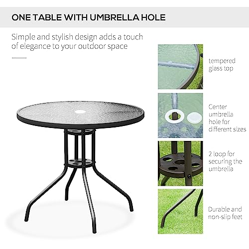 Outsunny 6 Pieces Patio Dining Set with Umbrella, Outdoor Furniture Set with Round Table and 4 Folding Chairs for Garden, Lawn, Deck, Black - Image 5