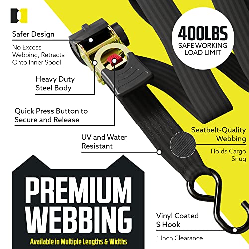 Dc Cargo Mall 210RRSSH Dc Cargo - Retractable Ratchet Strap, 2 Pack (2 Inch X 10 Feet) - Heavy Duty Tie Down Auto Retractable Ratchet Straps thumb #2