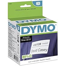 DYMO أصيلة LW اسم شارة تسميات تسميات DYMO لطابعات LabelWriter أبيض 2-1/4 "&times; 4" 1 لفة من 250