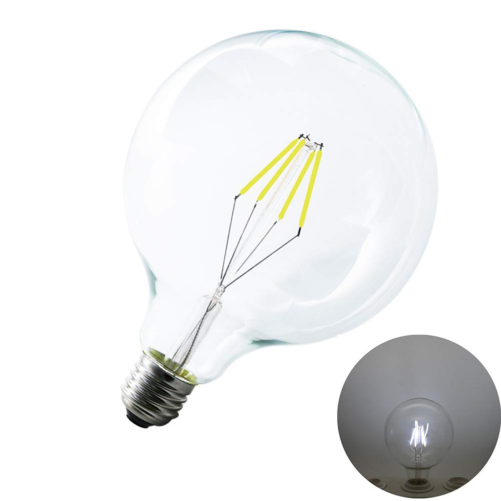 4W G125 E27 400 Lúmenes LED Globo Edison Filamento Bombilla para Habitación, Comedor, Estudio, Salón, Bar,Blanco frío 6000K,(Pack de 8)