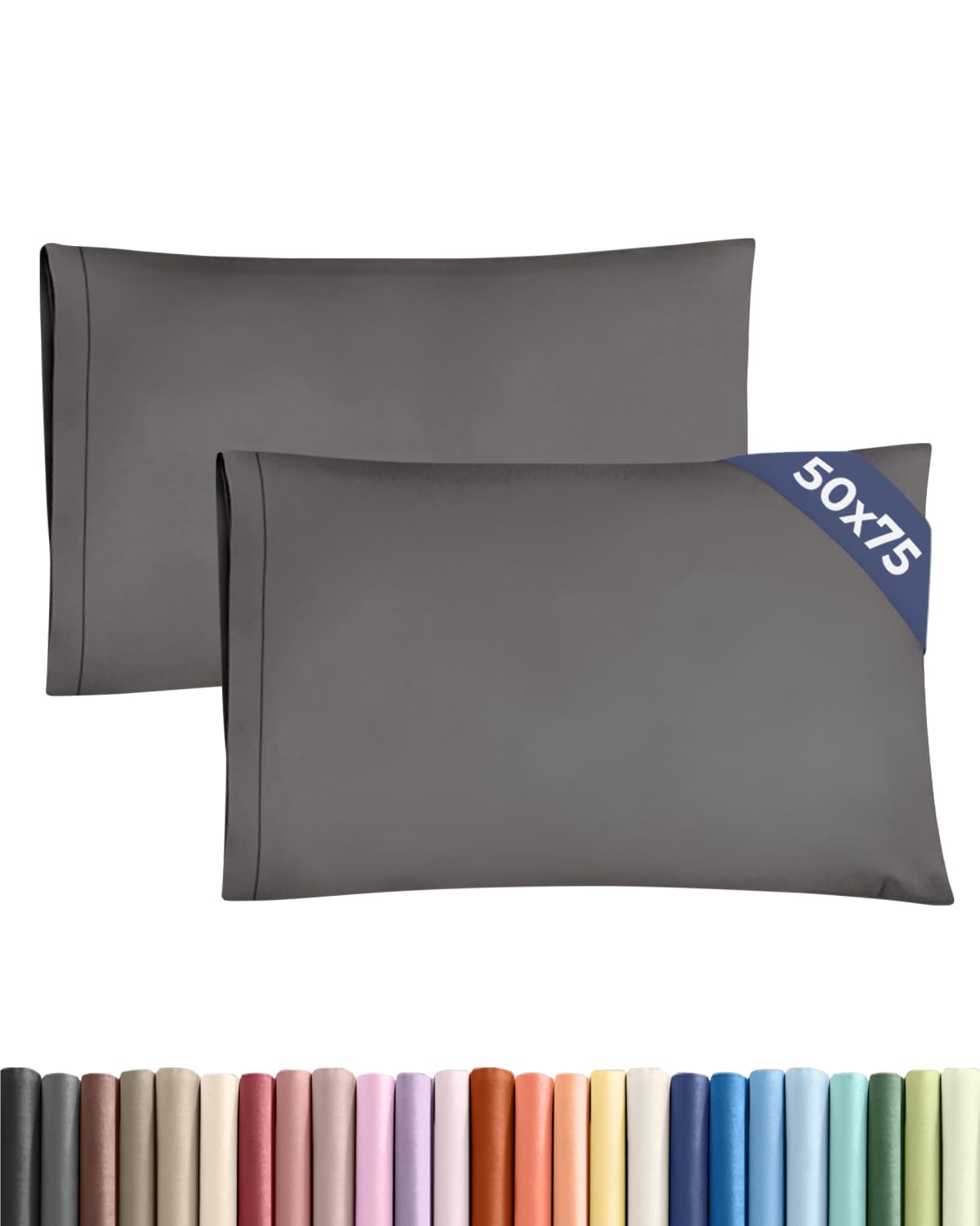 CGK 2 Pack Standard Size Charcoal Pillow Cases 50x75 cm with Envelope Closure - Brushed Microfiber - Soft, Wrinkle & Fade Resistant - Breathable, Hypoallergenic & OEKO-TEX Standard 100 Certified