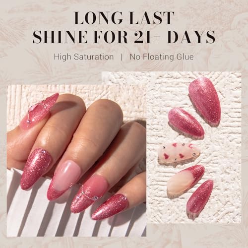 Image of MelodySusie Pink Glitter Gel Nail Polish,0.5fl oz Nails Soak Off UV LED Strawberry Sparkle Pink Gel Polish Gift for Women Nail Art Manicure Salon DIY Nail Design Decoration at Home-z201-A2619