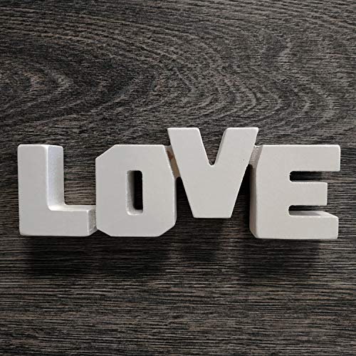 Framan MDF Love 13 x 4.5cm. Letras de Madera de Color Blanco para Enamorados con la Palabra Love. (09942)