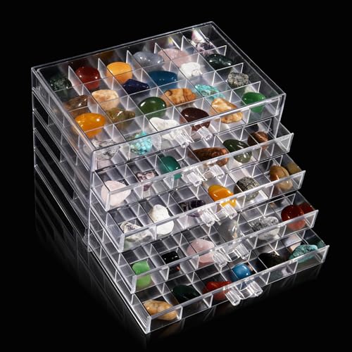 Legrape Rock Collection Box for Kids 120 Grid Rock Collection Display Case Clear Rock Storage Box for Gemstones Fossils Minerals