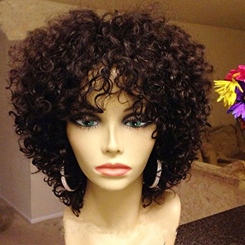 Short Afro Curly Wigs for Black Women Human Hair No Lace Machine Made Full Wig Indian Virgin Hair Wigs 10 Inch
