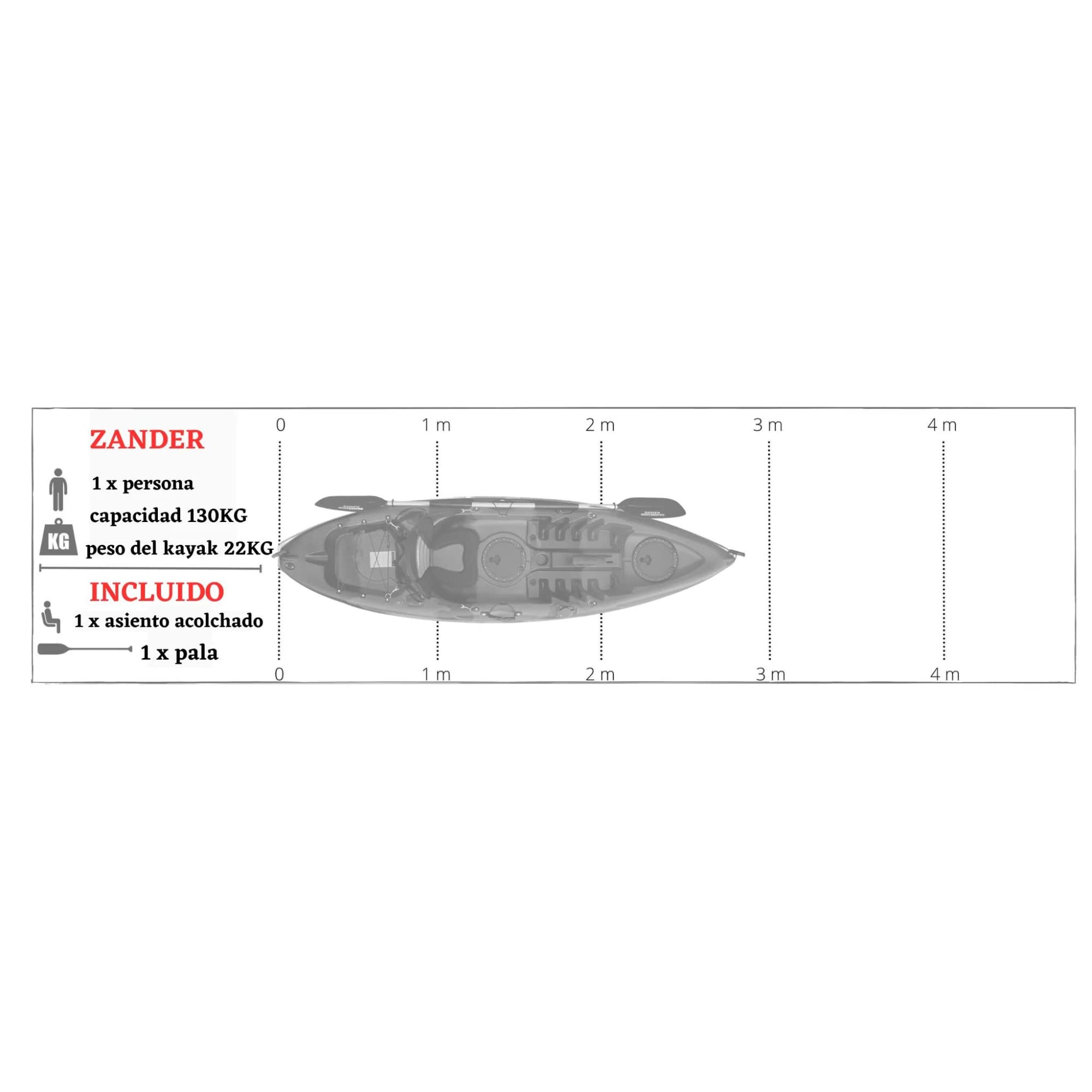 Cambridge Kayaks ES, Zander Azul Solo Kayak DE Pesca Y Paseo, RIGIDO,