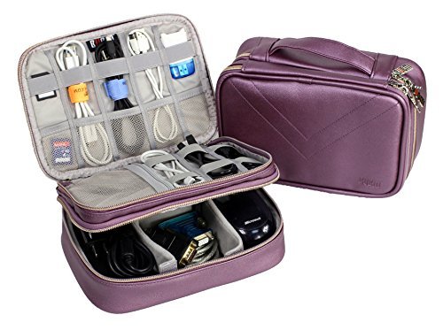 Electronics Organizer Travel Cable Cord Bag Accessories Gadget Gear Storage Cases for 8 Inch Tablet (Purple)