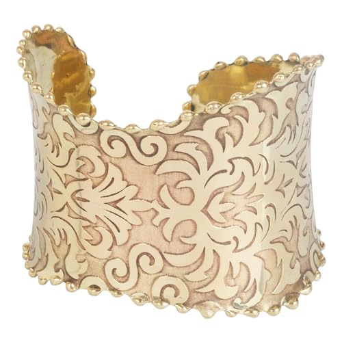 Image of Touchstone Indian Bollywood Desire Brass Base Exotic Workmanship Free Size Cuff Bracelet in Antique Gold Or White Or Copper Tone for Women.