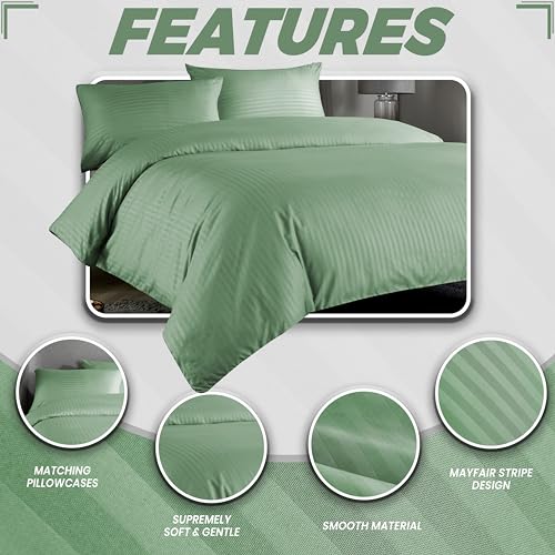 Olivia Rocco Mayfair Stripe Duvet Cover Set Easy Care Satin Stripes Comforter Reversible Bedding Quilt Covers With Pillowcases - Image 4