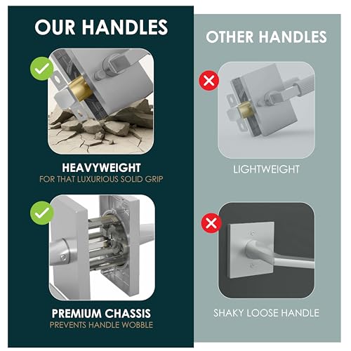 Image of Mega Handles Glamor Privacy, Lock & Door Handle Set for Hallway, Closet and Bathroom, Keyless Lock, Heavy Duty Door Levers, Fits All Standard Door Sizes, Screws Included - Polished Chrome (1 Pack)